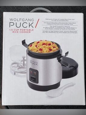 Wolfgang Puck Stainless Steel 1.5-Cup Portable Rice Cooker - Silver